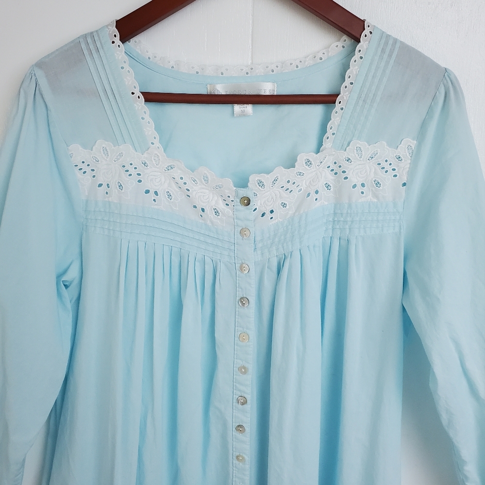 Eileen West Lawn Robe Prairie Style Long Sleeve Size Medium